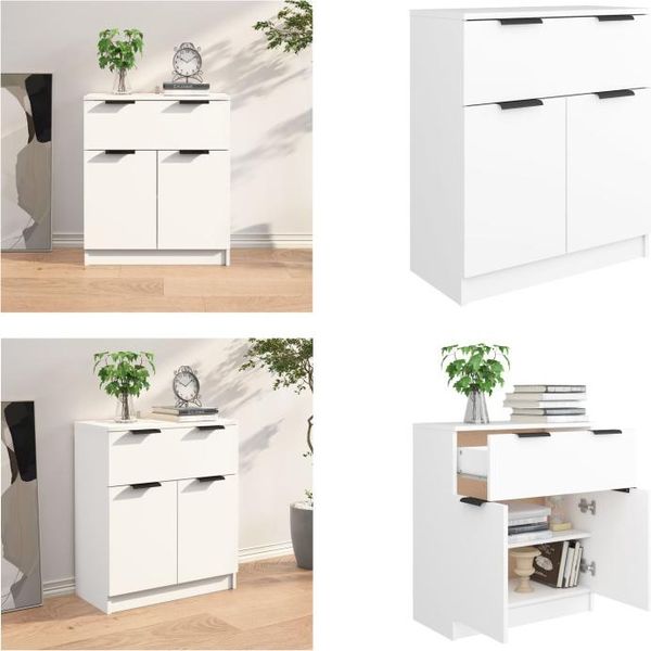 Vidaxl Credenza Bianca 60X30X70 Cm Materiale A Base Di Legno - Credenza - Credenza - Armadio - Armadio Portaoggetti-image