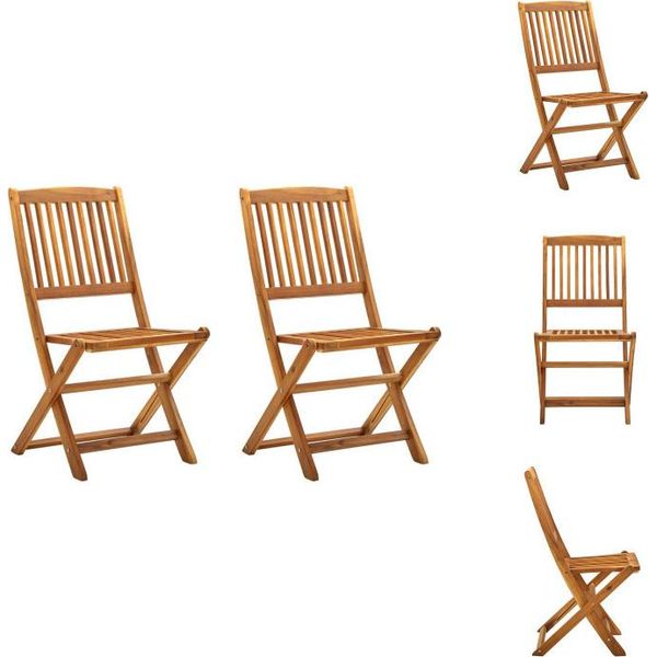 Vidaxl Sedie Da Giardino Pieghevoli 2 Pz. Legno Massiccio Di Acacia - Sedie Da Giardino-image