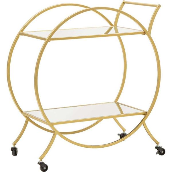 Carrello Bar In Metallo Dorato Con Ripiani A Specchio Globe-image