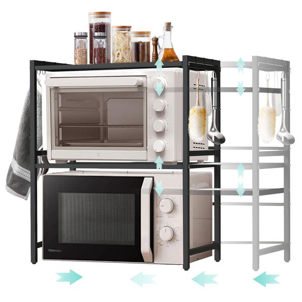 Dandibo Ripiano Regolabile Per Microonde 3 Livelli 40-64 Cm Ripiano Per Microonde 96614 Supporto Per Microonde In Piedi Ripiano Per Cucina-image