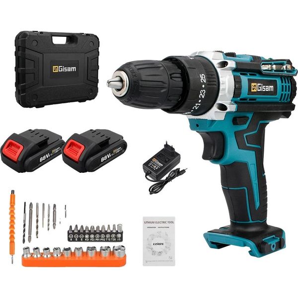 Trapano A Percussione A Batteria, Potenza 21V, Coppia 25Nm, 2 Batterie Tipo 3-image