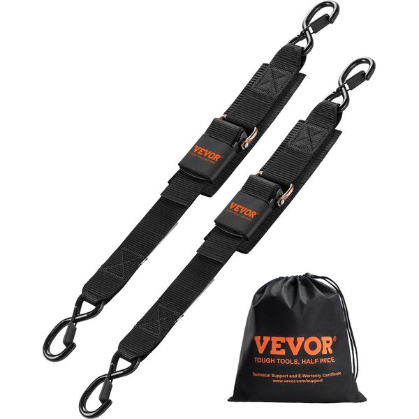 Cinghie Di Fissaggio Vevor Con Cricchetto, 2 Cinghie Di Fissaggio Da 61 Cm Con Ganci A S Con Blocco Di Sicurezza, Carico Di Rottura 100 Kg, Capacità Di Carico Nominale 220 Kg, Per Rimorchi, Veicoli, Barche-image