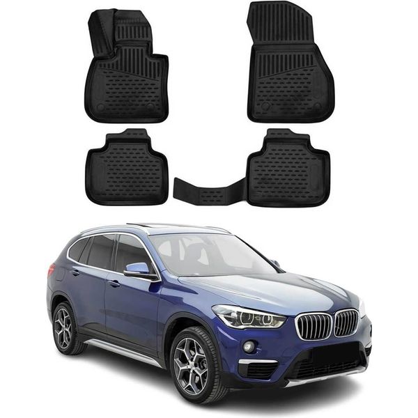 2015-2022 Bmw X1 F48 Tappetini Tpe Nero 4 Pezzi-image