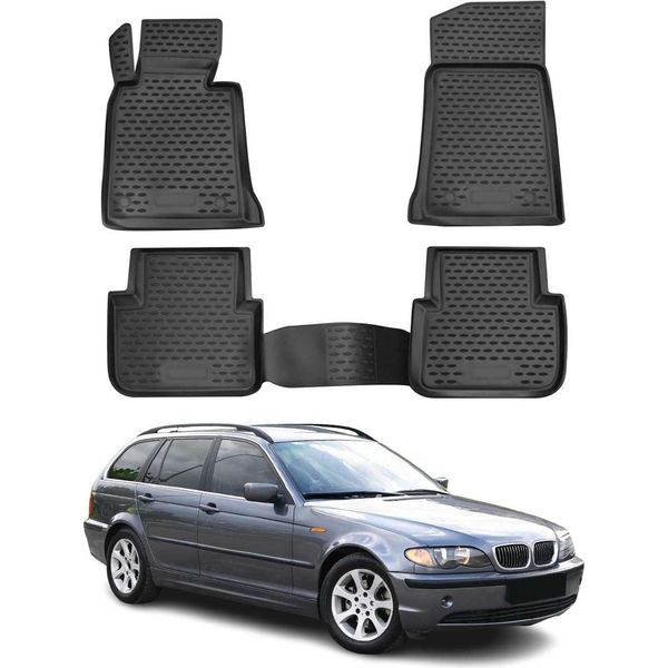 1998-2007 Bmw Serie 3 E46 Tappetini Tpe Nero 4 Pezzi-image
