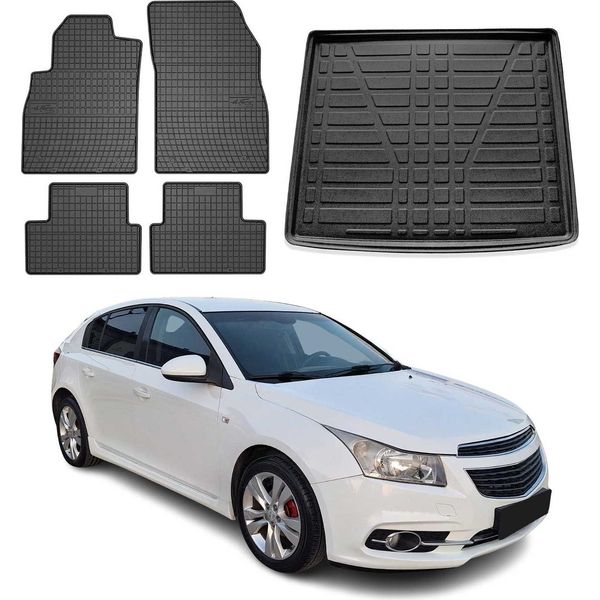 Set Di Tappetini E Rivestimenti Per Il Bagagliaio Per Chevrolet Cruze 5 Porte 2011-2016 In Gomma Tpe-image