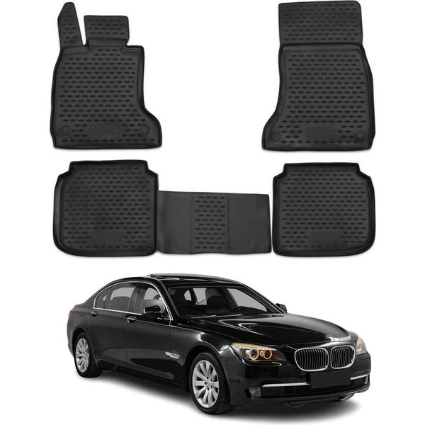 2008-2015 Bmw Serie 7 F02 Tappetini Tpe Nero 4 Pezzi-image