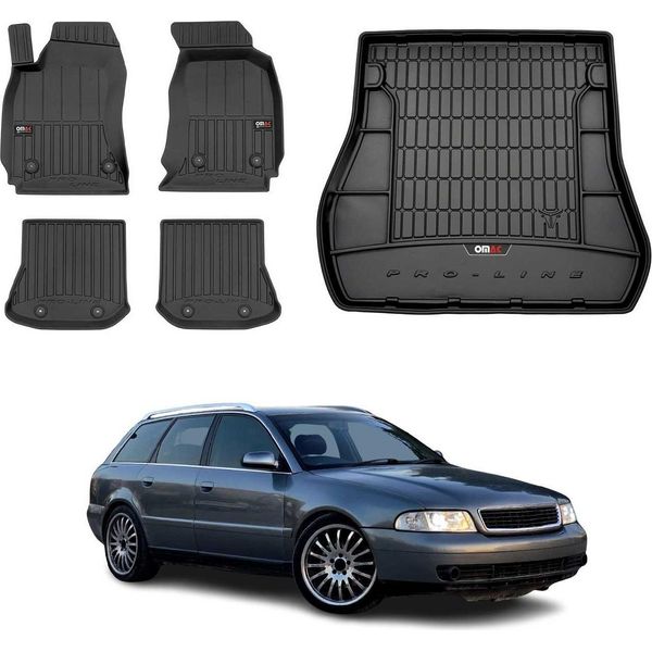 Set Di Tappetini E Fodere Per Bagagliaio Omac Per Audi A4 B5 Avant 1994-2001 Gomma 5X-image