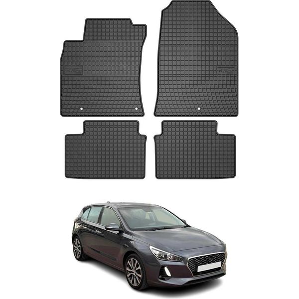 2016-2025 Hyundai I30 Tappetini In Gomma Nera 4 Pz-image