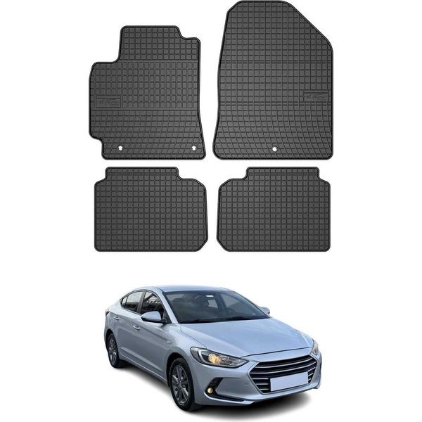 2015-2020 Hyundai Elantra Tappetini In Gomma Nera 4 Pezzi-image