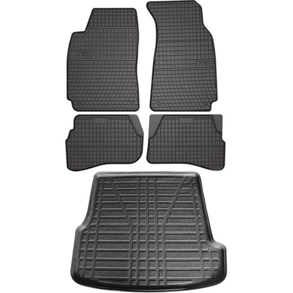 Set Tappetini E Fodera Bagagliaio Per Skoda Superb Notchback 2001-2008 Gomma 5X-image