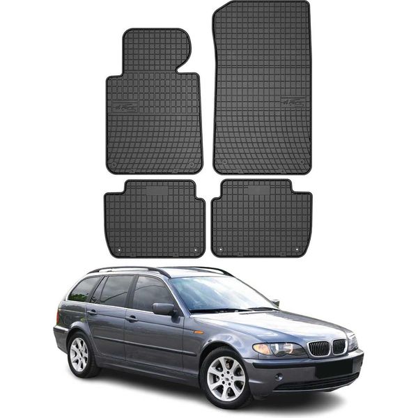 1998-2005 Bmw Serie 3 Limo Touring E46 Tappetini In Gomma Nera 4 Pz-image