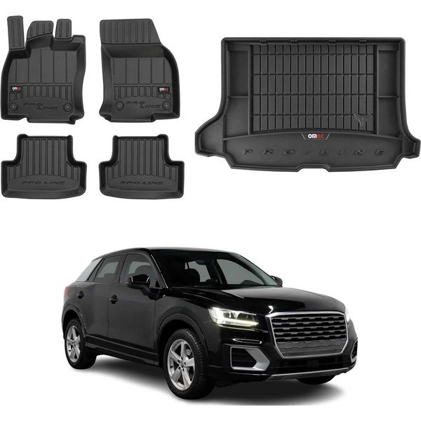 Set Di Tappetini E Fodere Per Bagagliaio Omac Per Audi Q2 2016-2020 In Gomma Tpe Nero 5X-image
