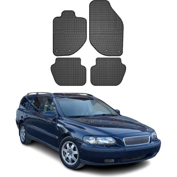 1996-2000 Volvo V70 Tappetini In Gomma Nera 4 Pz-image
