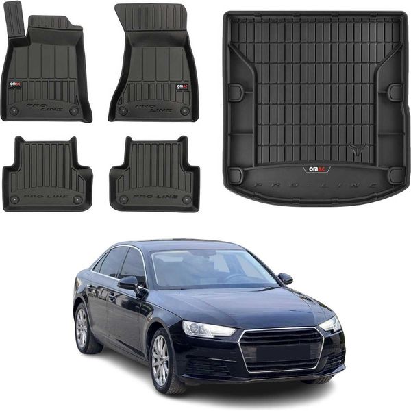 Set Di Tappetini E Fodere Per Bagagliaio Omac Per Audi A4 B9 Limo 2015-2025 Gomma 5X-image