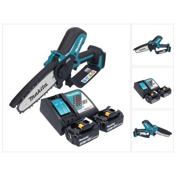 Makita Duc 150 RF2 Motosega A Batteria 18 V 15 Cm Senza Spazzole + 2X Batteria 3,0 Ah + Caricabatterie-image