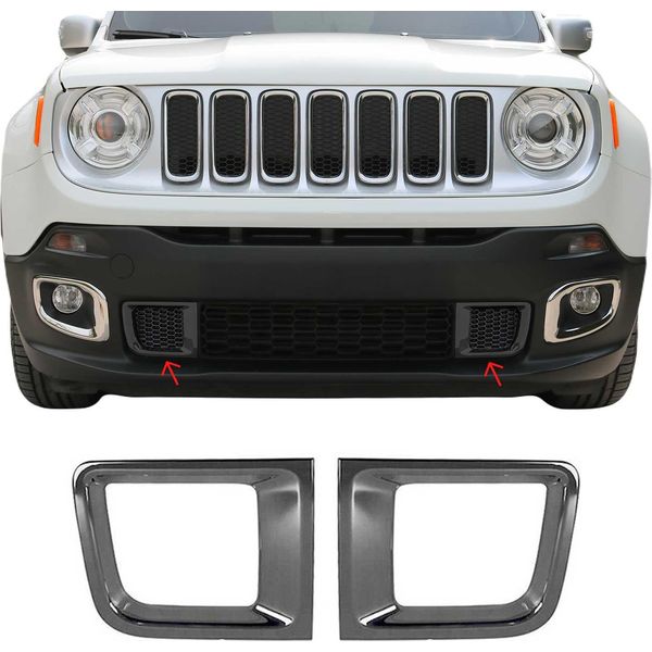 Modanature Griglia Radiatore Modanature Griglia Per Jeep Renegade 2015-2019 Cromo Abs Dark 2X-image