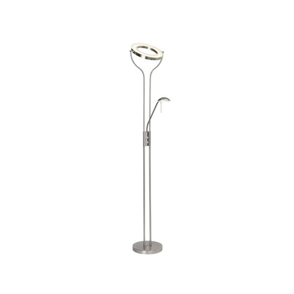 Brilliant Lampe Demian Led Deckenfluter Lesearm Eisen/Chrom 1X 18W Led Integriert Smd, 1600Lm, 3000K Fluter Und Lesearm üBer Drehdimmer Einstellbar LäNge Der Zuleitung: Ca. 1,8M-image