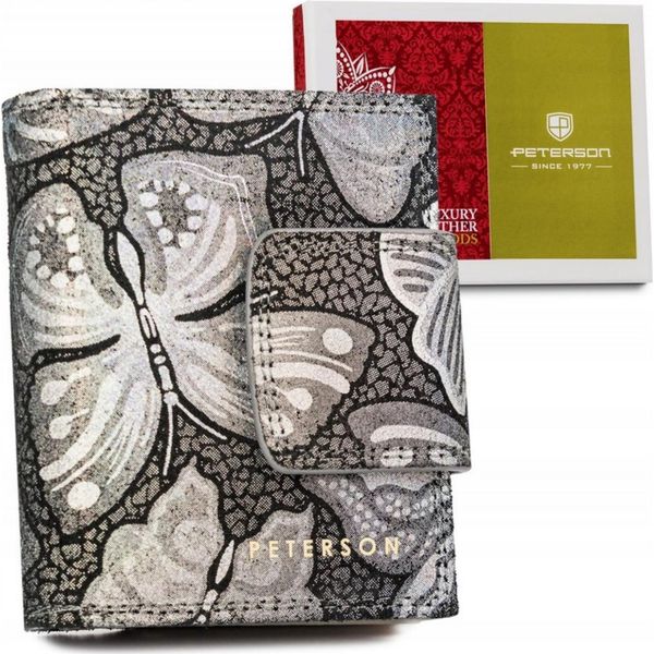 Peterson | Portafoglio Piccolo, Con Chiusura In Pelle, Da Donna, Grigio, Pelle Naturale, 8,5X10,5 Cm-image