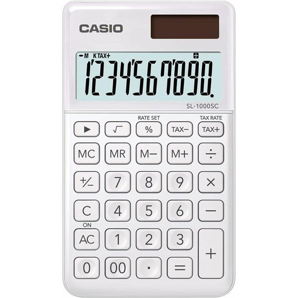 Casio® SL-1000SC-WE Calcolatrice Tascabile Alimentata A Energia Solare/Batteria Display Lc A 10 Cifre Bianco(T)-image