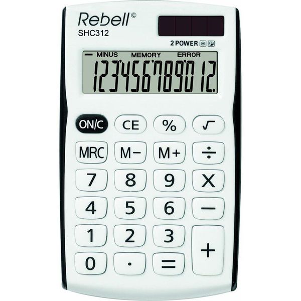 Rebell SHC312 Calcolatrice Tasca Calcolatrice Di Base Nero, Bianco-image