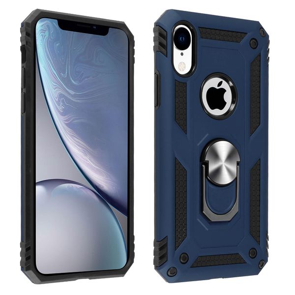 Avizar, Custodia Ibrida Per Cellulare Con Supporto Ad Anello Per Apple Iphone Xr, Blu Scuro-image