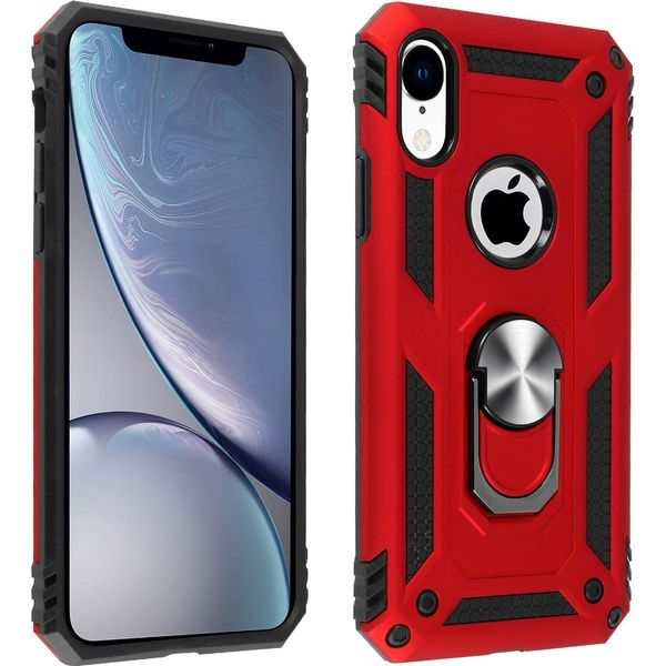 Custodia Ibrida Per Cellulare Con Supporto Ad Anello Per Apple Iphone Xr - Rosso-image