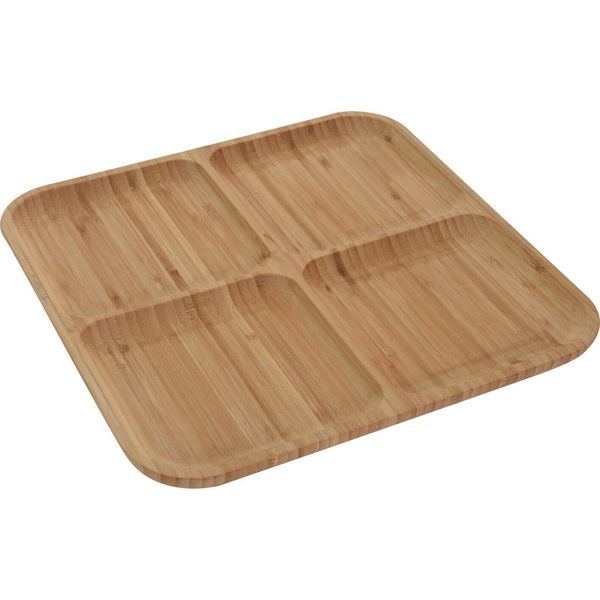 Piatto Da Portata Quadrato Per Snack, Bambù, 30 X 30 Cm, Naturale-image