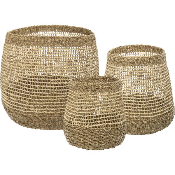 Set Di 3 Cesti Rotondi Traforati - Canna - Atmosphera CréAteur D'intéRieur-image