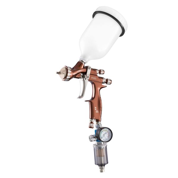 Benbow Pistola A Spruzzo Per Verniciatura A Gravità PK80 | Pistola + Manometro Essiccatore, Ugello: 1,4 Mm, Tipo: Pistola A Spruzzo Per Verniciatura. Regolatore Di Pressione Dell'aria Con Separatore Olio-Acqua-image
