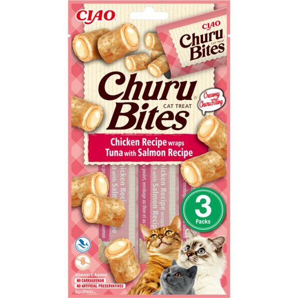 Inaba Churu Cat Snack Bites Pollo, Tonno E Salmone 3X10G-image