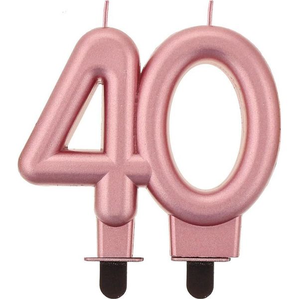 Candela Di Compleanno Numero 40, Rosa E Oro Metallizzato, 8 Cm-image