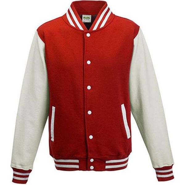 Just Hoods JH043 | Giacca Varsity / Giacca College - Colore: Rosso Fuoco/Bianco - Taglia: 3XL-image