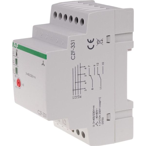 Relè Di Monitoraggio Fase 3×400 V+N 2X8A CZF-331 Relè Indicatore Di Guasto Fase F&F-image