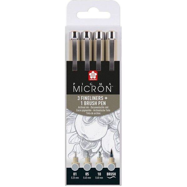 Sakura POXSDK4L Sakura Pigma Micron Fineliner-Set Farbsortiert 0,25 + 0,45 + 0,60 Mm, 4 St.-image
