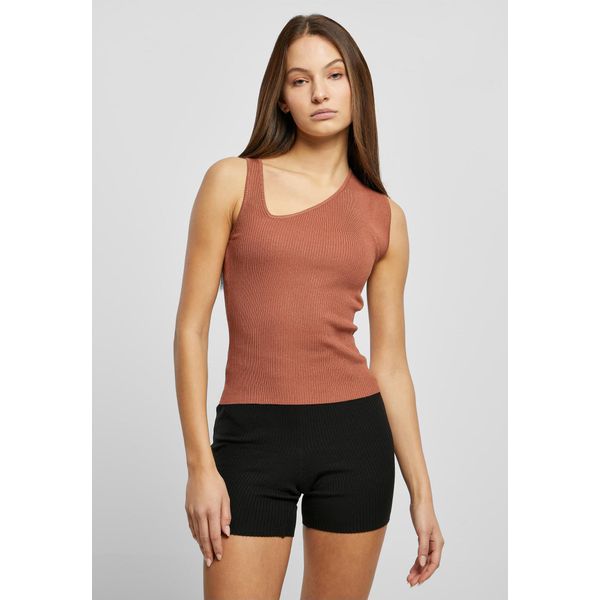 Urban Classics - Top Asimmetrico A Costine Da Donna Terracotta - 3XL-image