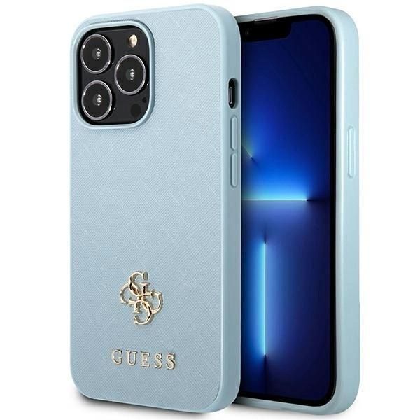 Guess Guhcp13Xps4Mb Iphone 13 Pro Max6,7 Niebieski/Blu Custodia Rigida Saffiano 4G Logo In Metallo Piccolo-image
