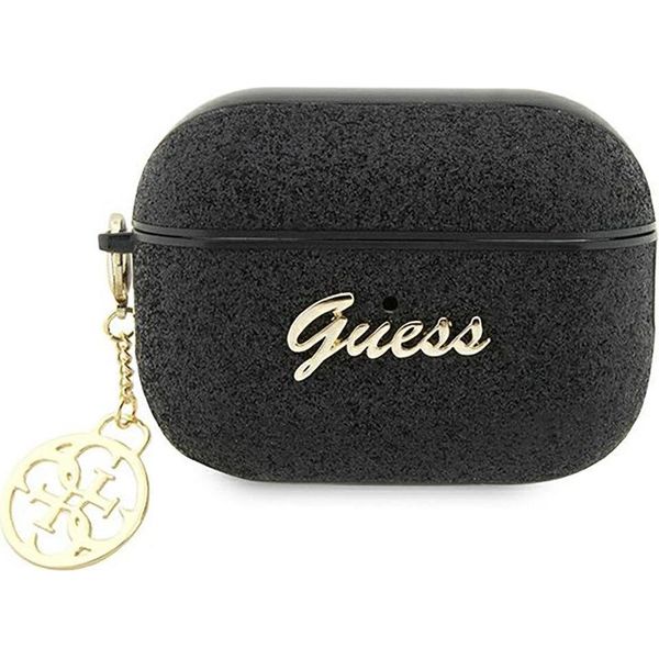 Guess Guap2Glgshk Airpods Pro 2 (2022/2023) Cover Czarny/Nero Glitter Flake 4G Charm-image