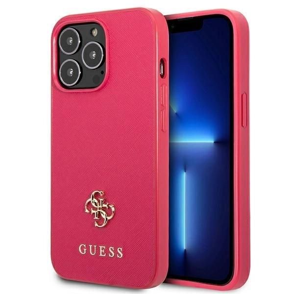 Guess Guhcp13Lps4Mf Custodia Rigida Rosa/Rosa Per Iphone 13 Pro / 13 6.1 Saffiano 4G Logo In Metallo Piccolo-image