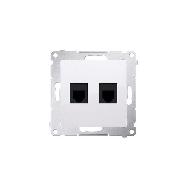 Presa Telefonica Doppia RJ12 (Modulo) Bianco Lucido Simon 54 Contatto Premium Simon DT2.01/11-image