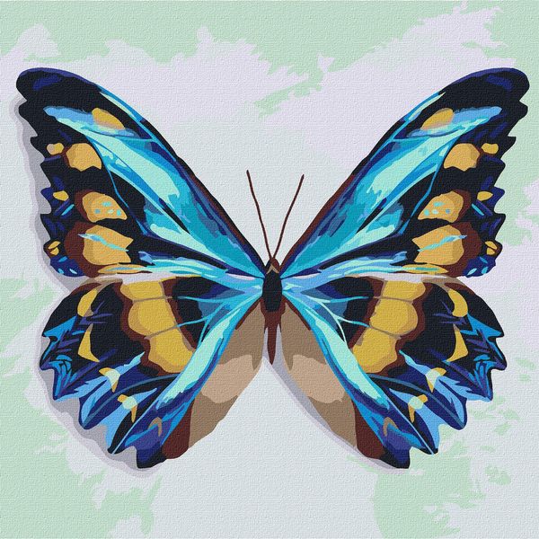 Ideyka Pittura Con Numeri Farfalla Blu 25X25 Paesaggio Con Cornice In Legno-image