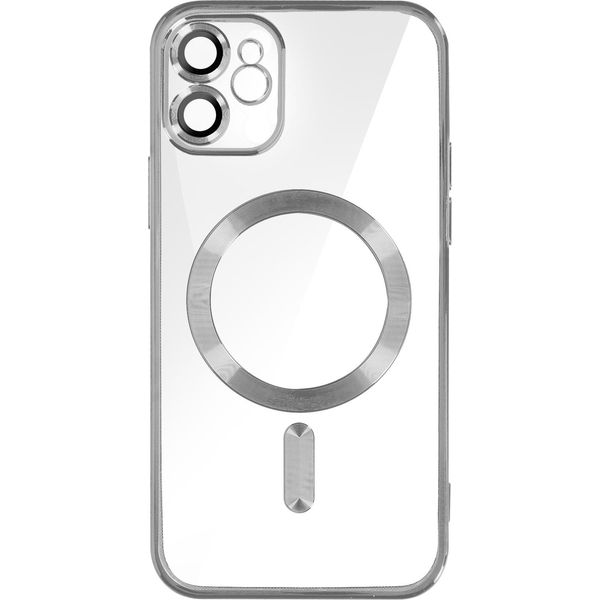 Custodia In Silicone Magsafe Apple Iphone 11 Protezione Fotocamera Cornice Argento Cromo-image