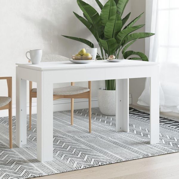 The Living Store Tavolo Da Pranzo Bianco 120X60X76 Cm Materiale Legno-image