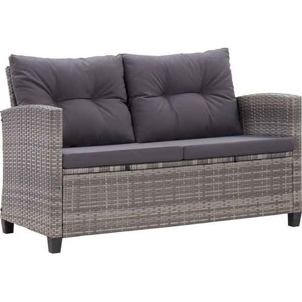 Syfax™ Divano Da Giardino 2 Posti Con Cuscini Grigio 124 Cm Polyrattan-image