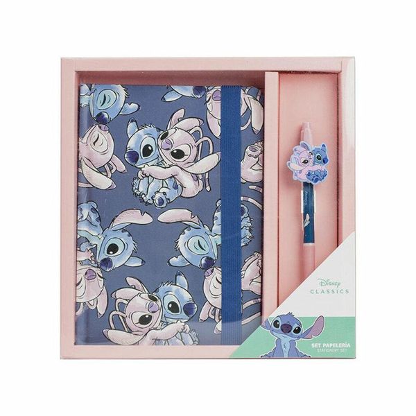 Stitch Diario Rosa E Blu Con Penna A Scatto 20,5X14 Cm-image