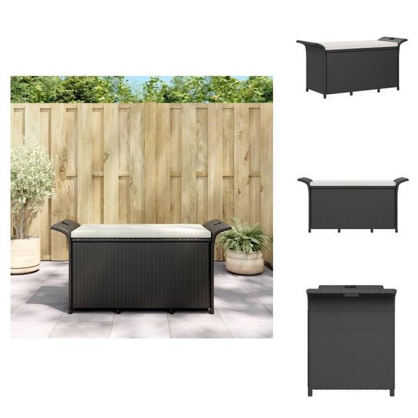 Vidaxl Panchina Da Giardino Con Cuscini Neri 116X46X57 Cm In Poly Rattan - Panchine Da Giardino-image