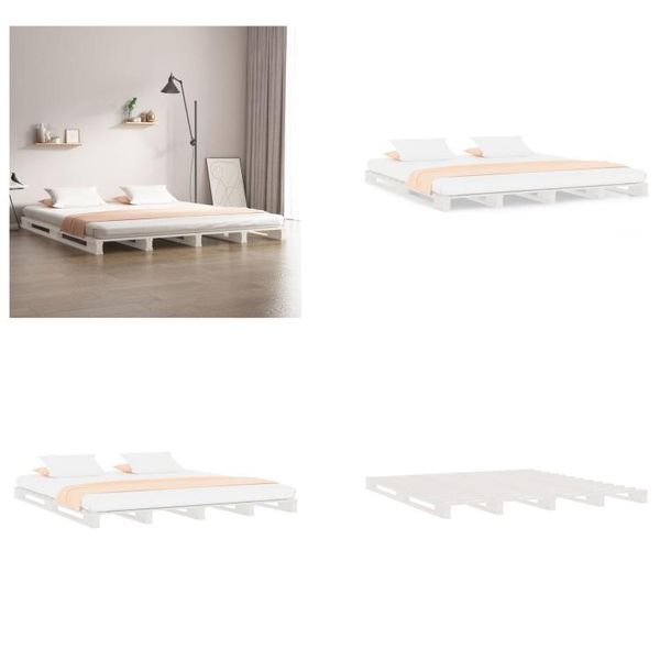 Vidaxl Letto Pallet Bianco 140X190 Cm Pino Massiccio - Letto Pallet - Letti Pallet - Letto Pallet - Letti Pallet-image
