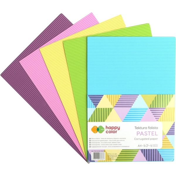Cartone Ondulato Mix Pastello A4 5 Colori Happy Color-image