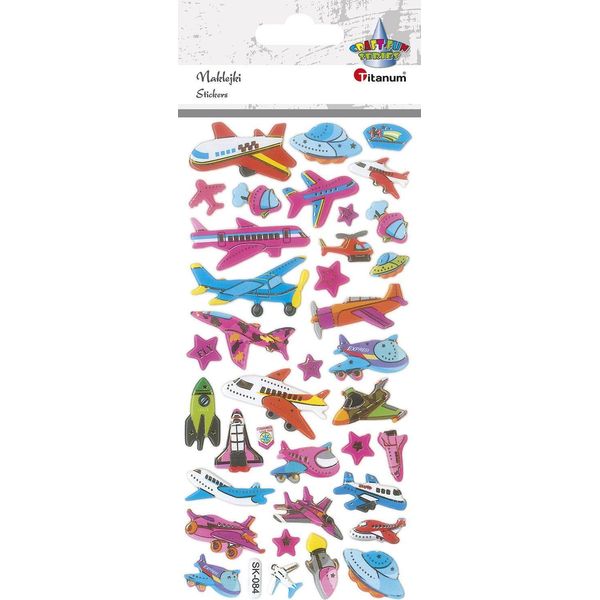 Adesivi Decorativi Convessi Aeroplani 37 Pezzi Titanio-image