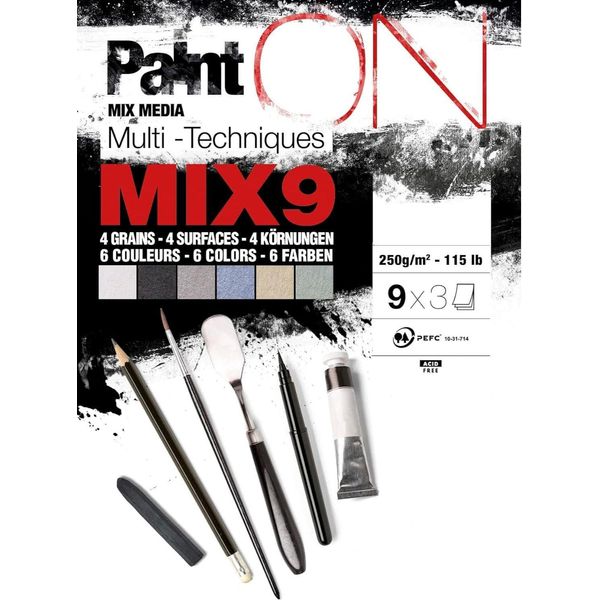 Clairefontaine 960076C Clairefontaine Paint'on MIX9 Blocco Carta Da Disegno, Din A4-image