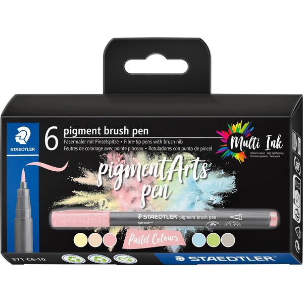 Staedtler 371 C6-10 Staedtler Fasermaler Pennello A Pigmenti "Colori Pastello"", 6 Pz"-image
